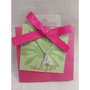 Crystal Rhinestone Eiffel Tower Pendant Necklace Pure Silver Plated NEW